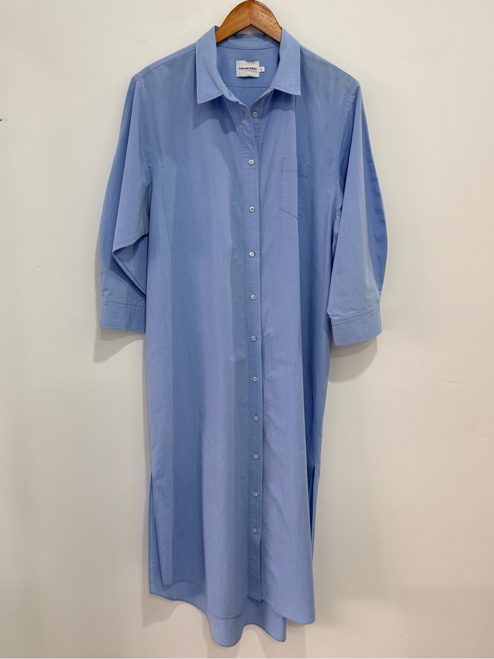 Fabiana Pigna Blue Button Down Shirt Maxi Dress